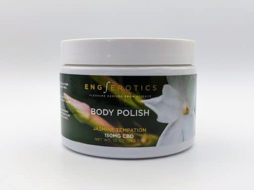 A white jar of Body Polish with a twist off lid