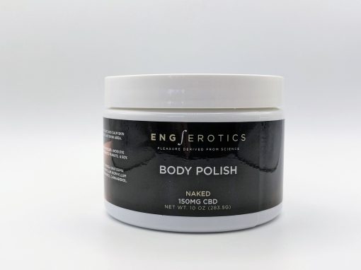 A white jar of Body Polish with a twist off lid