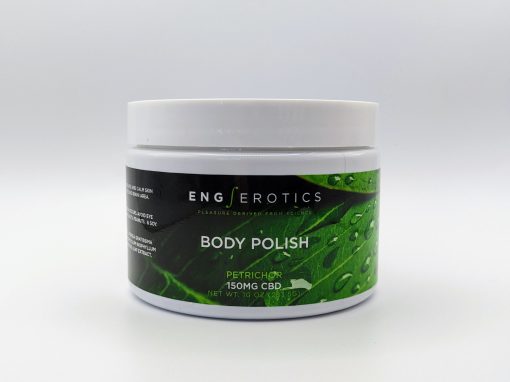 A white jar of Body Polish with a twist off lid