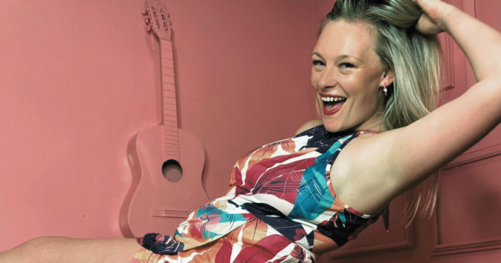 Amanda Moser on a Pink background